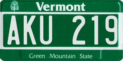 VT license plate AKU219