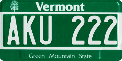 VT license plate AKU222