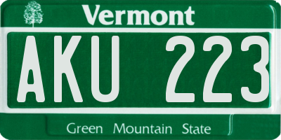 VT license plate AKU223