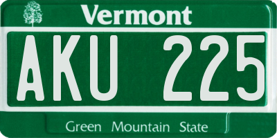 VT license plate AKU225