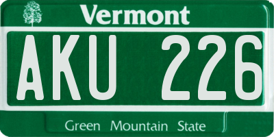VT license plate AKU226