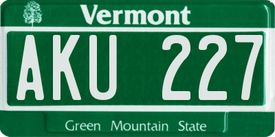 VT license plate AKU227