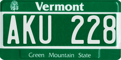 VT license plate AKU228