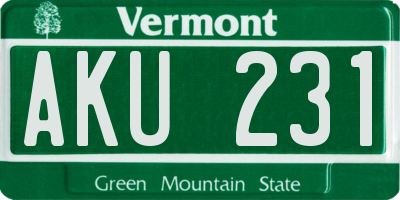 VT license plate AKU231