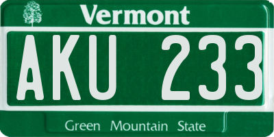 VT license plate AKU233