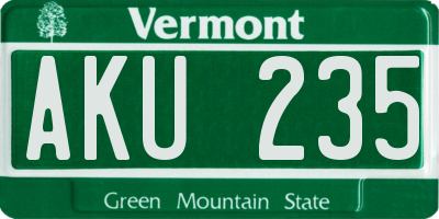 VT license plate AKU235
