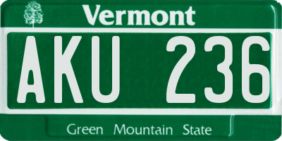 VT license plate AKU236