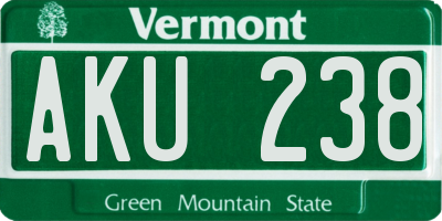 VT license plate AKU238