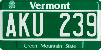 VT license plate AKU239