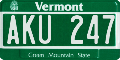 VT license plate AKU247
