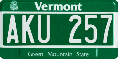 VT license plate AKU257