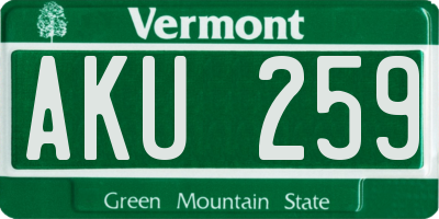 VT license plate AKU259