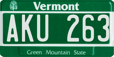 VT license plate AKU263