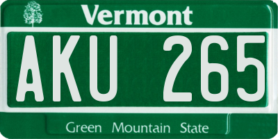 VT license plate AKU265