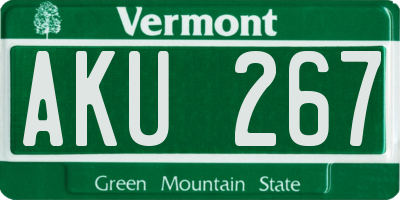 VT license plate AKU267