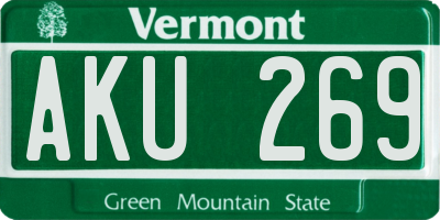 VT license plate AKU269