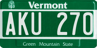 VT license plate AKU270