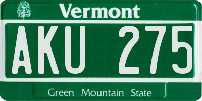 VT license plate AKU275