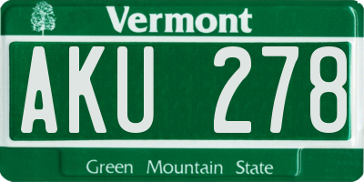 VT license plate AKU278