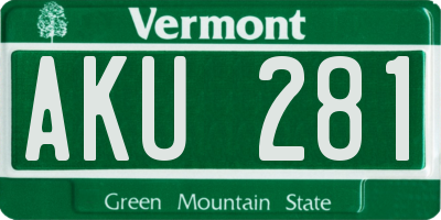 VT license plate AKU281