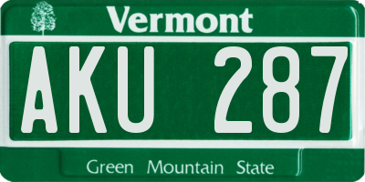 VT license plate AKU287