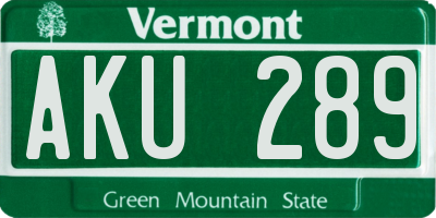 VT license plate AKU289