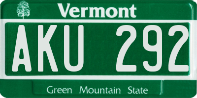 VT license plate AKU292