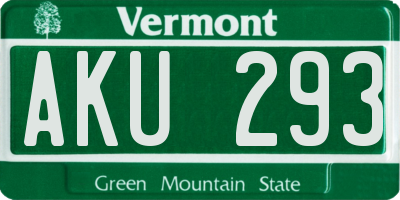 VT license plate AKU293