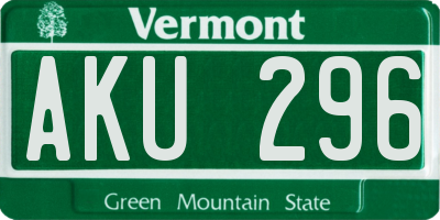 VT license plate AKU296