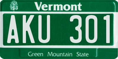 VT license plate AKU301