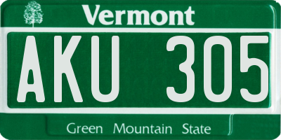 VT license plate AKU305
