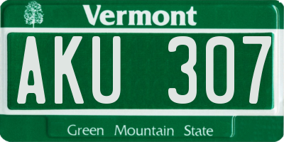 VT license plate AKU307