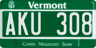 VT license plate AKU308