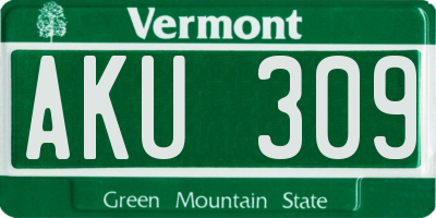VT license plate AKU309