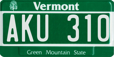 VT license plate AKU310
