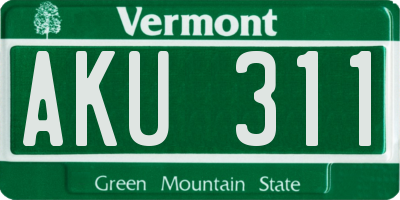 VT license plate AKU311
