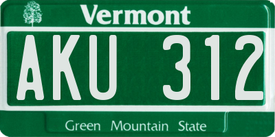 VT license plate AKU312