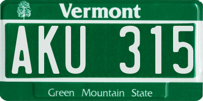VT license plate AKU315