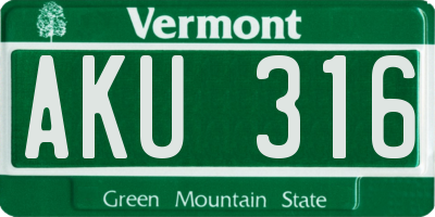 VT license plate AKU316
