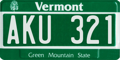 VT license plate AKU321