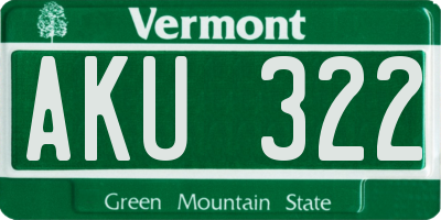 VT license plate AKU322