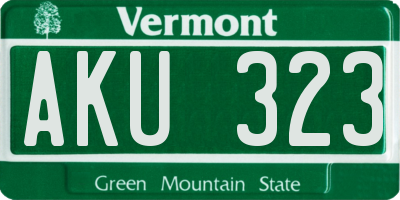 VT license plate AKU323