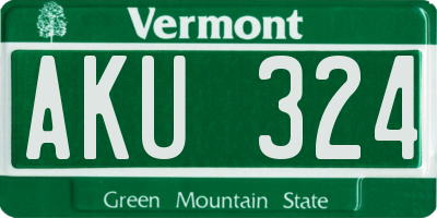 VT license plate AKU324