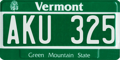 VT license plate AKU325