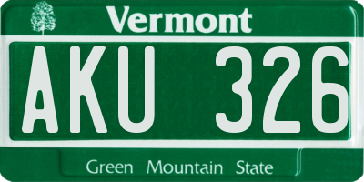 VT license plate AKU326