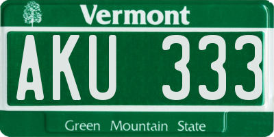 VT license plate AKU333