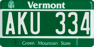 VT license plate AKU334