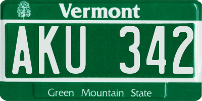 VT license plate AKU342