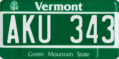 VT license plate AKU343