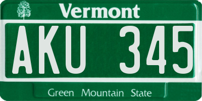 VT license plate AKU345